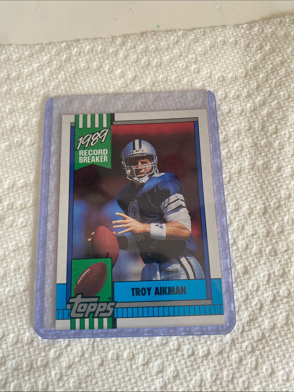 Topps Football Card with Blue and Green Accents